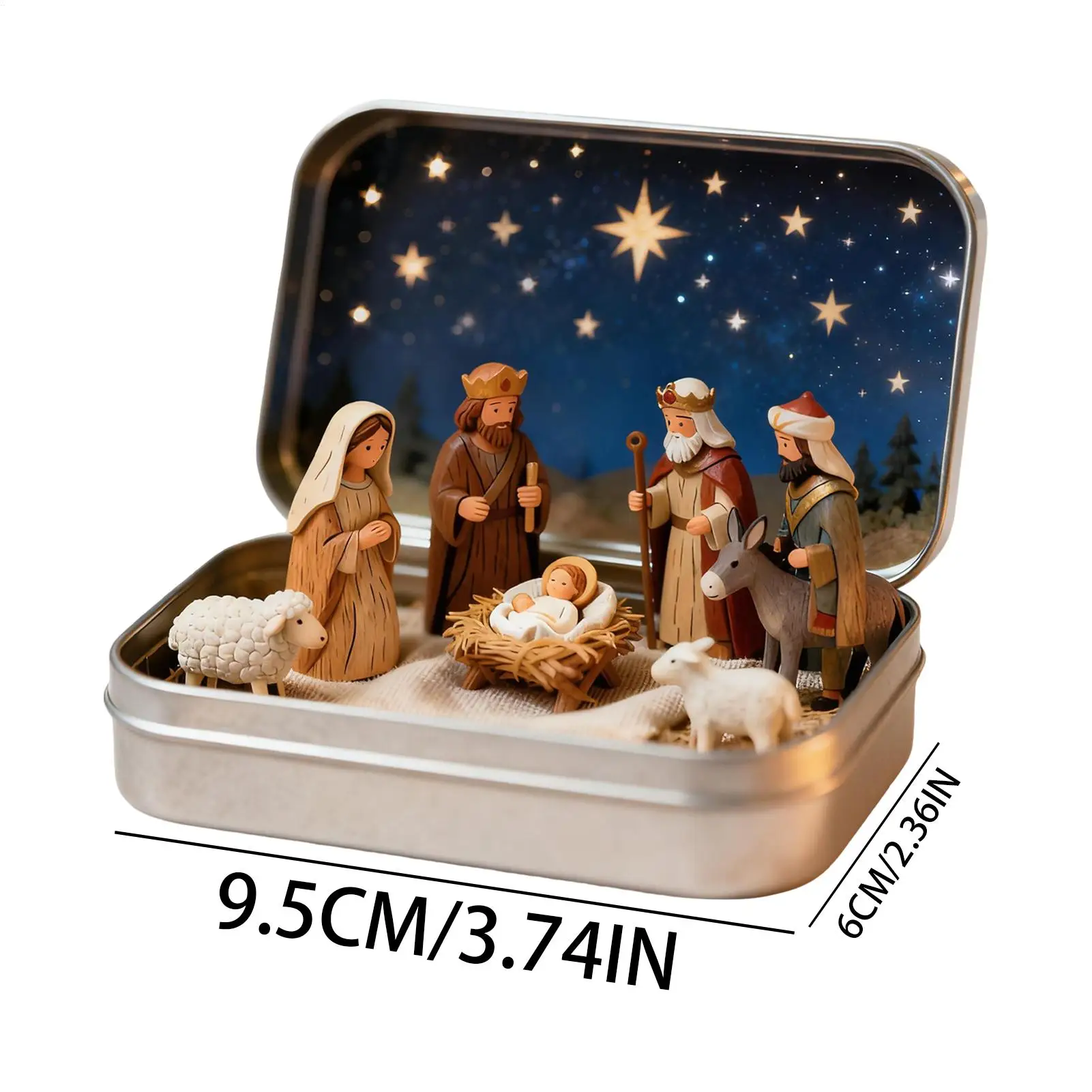 ชุดฉากการประสูติของพระเยซูคริสต์สำหรับคริสต์มาส ของตกแต่งคริสต์มาส ชุดฉากการประสูติของพระเยซูคริสต์แบบพกพาทำจากเรซิ่น ของสะสม ของตกแต่งฉากการประสูติสำหรับวางบนโต๊ะ ตู้ หรือโต๊ะทำงาน