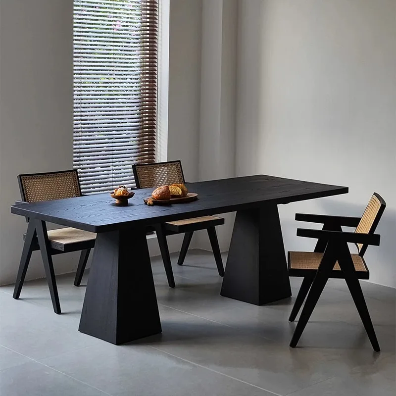 Wabi-sabi Style Rectangular Solid Pine Wooden Dining Table Modern Dining Table For Dining Room