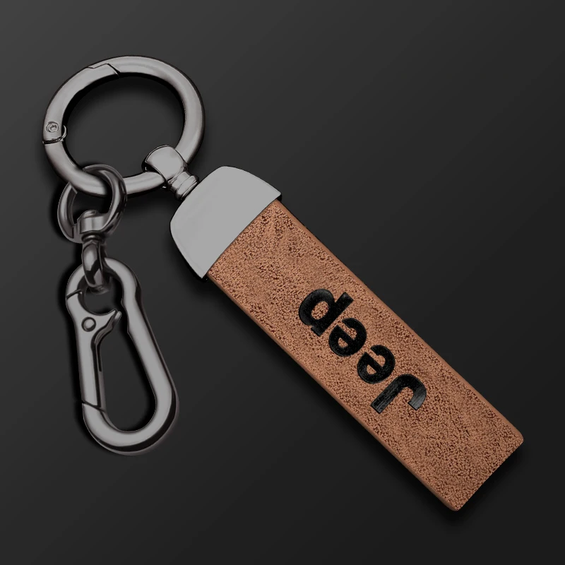 Leather Metal Car Keychain Car Key Ring For Gift For Jeep Wrangler JL JK Renegade Grand Compass Gladiator Cherokee Patriot XJ