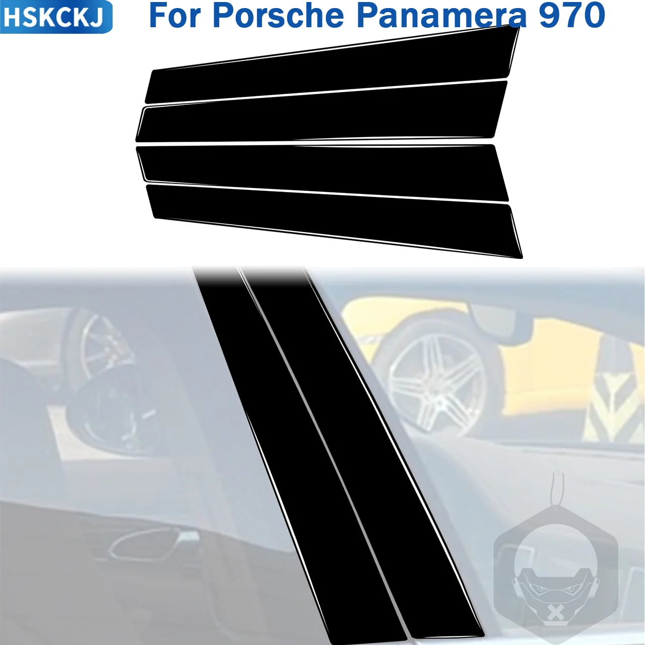 

Для Porsche Panamera 970 2010-2016: Декоративные наклейки на дверные стойки (B-стойки) и оконные рамы, цвет черный глянец, аксессуары для интерьера автомобиля