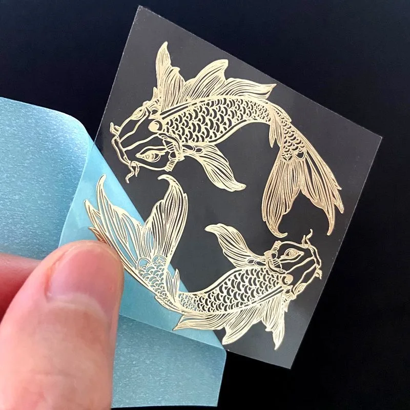 Tai Chi baguatu fish metal transfer sticker Koi Pisces mobile phone back stick auspicious carp laptop DIY decorative sticker