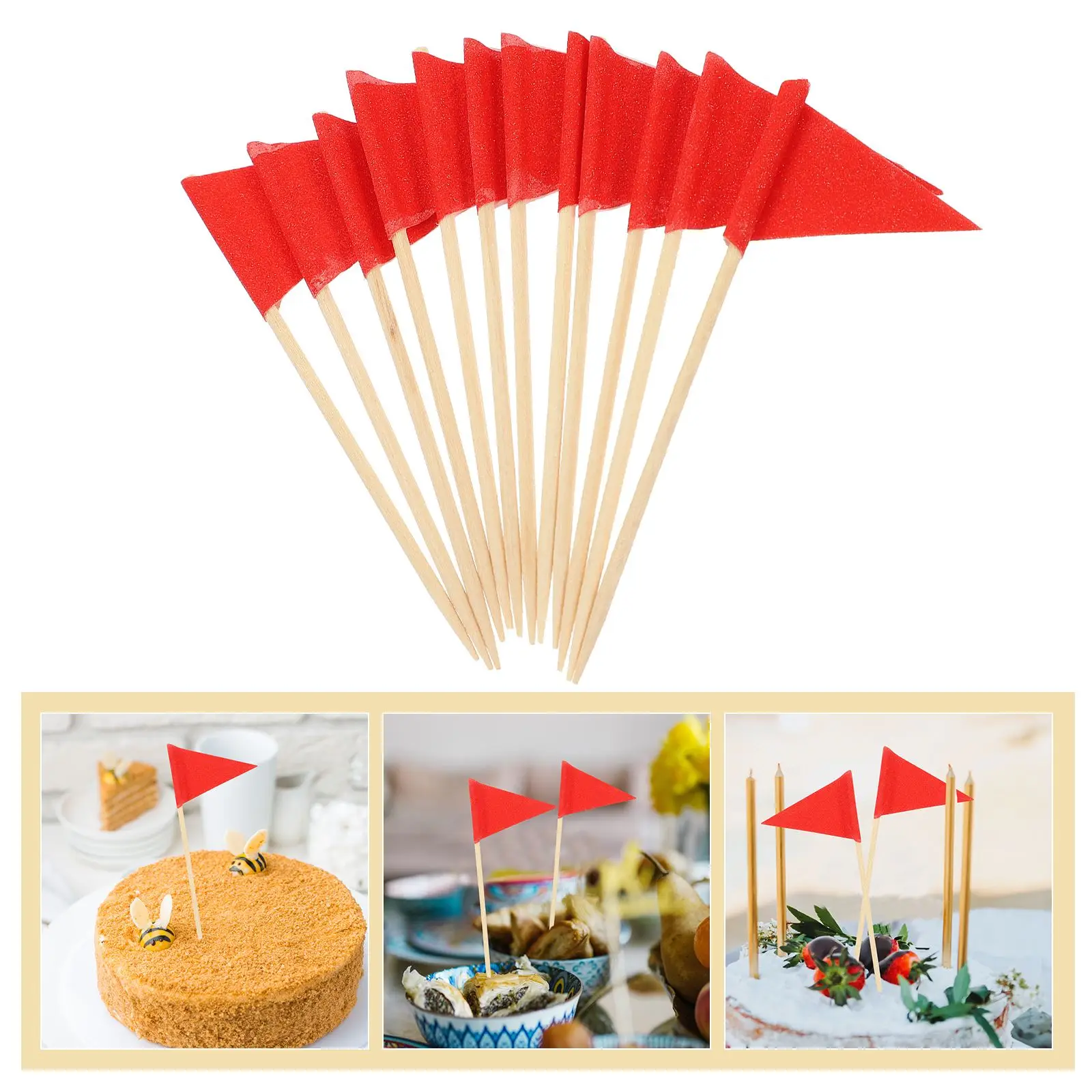 12Pcs Toothpick Flags Cocktail Sticks Fruit Picks Fruit Salad Buffet Food Sticks Dessert Fruit Picks Ornament  For Party