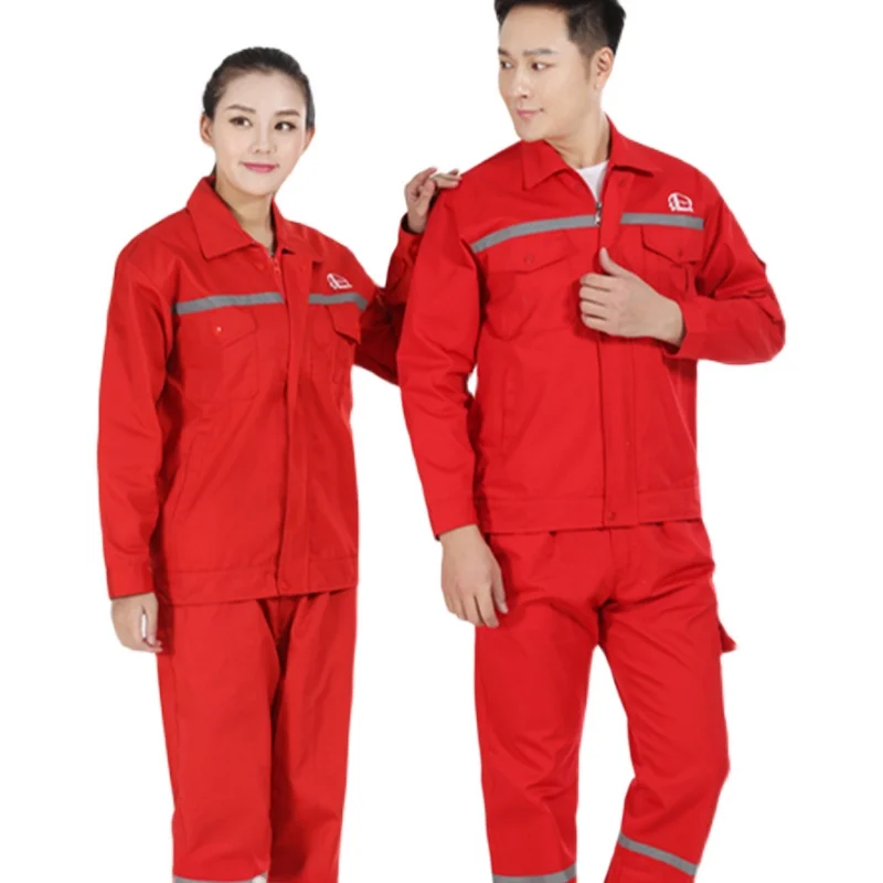 Anti-Static Pure Cotton Workwear Set for Labor Site Stone Chemical Industry Wear Resistant Work orms Red Color M Workers