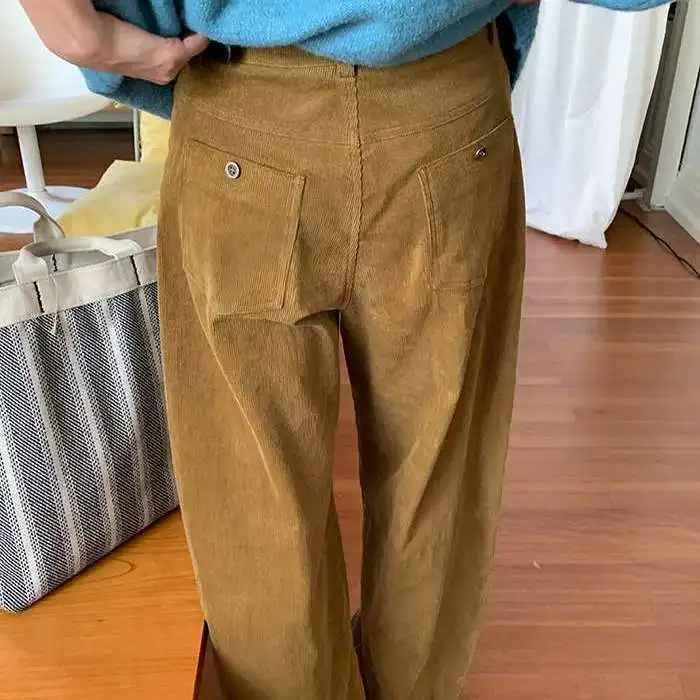 

New Autumn Retro Corduroy Balloon Pants, Versatile Slimming Loose Wide-Leg Trousers