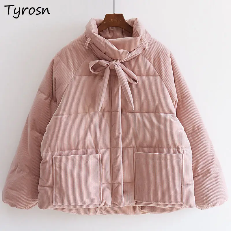 Parkas para mujer con bolsillos sólidos estilo coreano universitario prendas de vestir sencillas de invierno cálidas 5 colores ropa diaria señoras ocio básico Popular