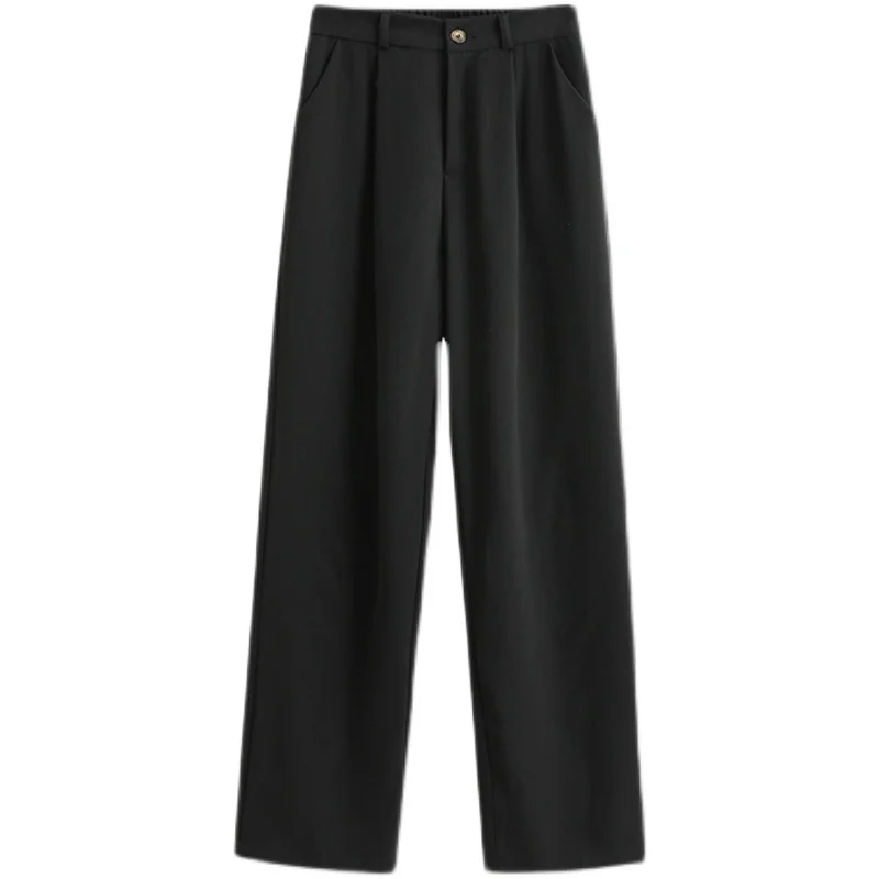 Broek met hoge taille en wijde pijpen Dames loszittende herfst plus maat Casual veelzijdige broek met rechte pijpen Lange broek