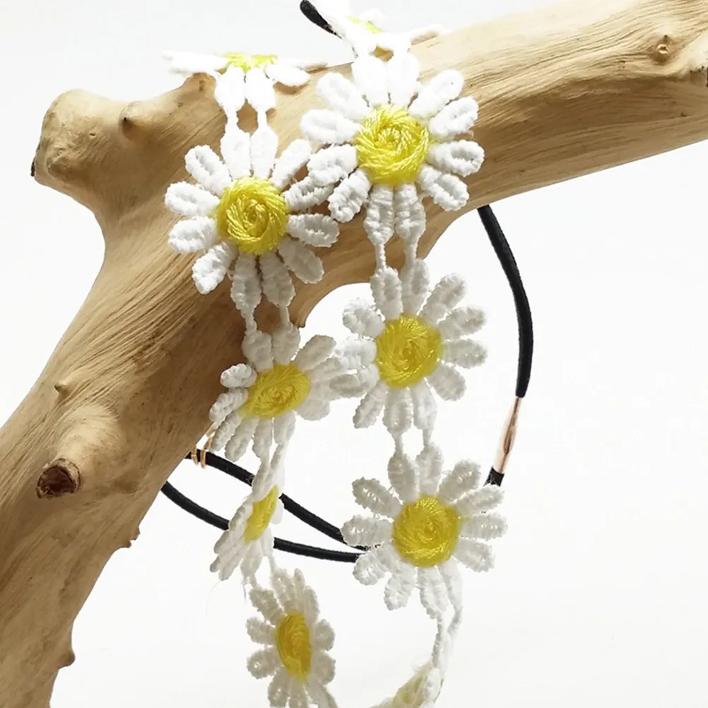 5Pcs Daisy Flower Hairband White Yellow Exquisite Unique Design Comfortable Breathable Lightweight Female Headwear