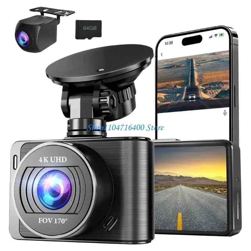 

y1gd Front & Rear Camera Built In 64G TF Card G-Sensor Loop Recording 170° Recorder