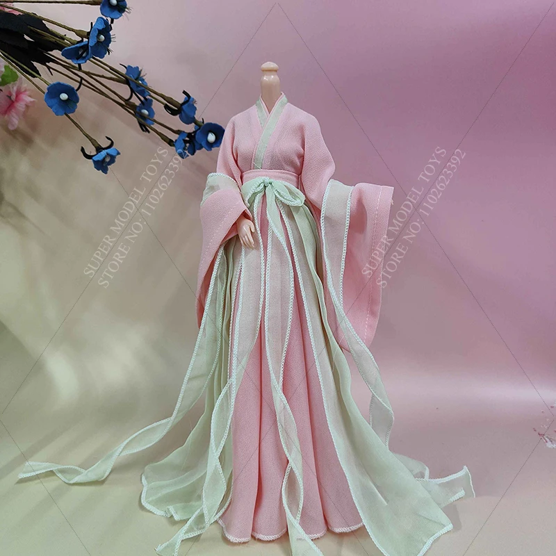 In Stock 1/6 Scale Women Soldier Clothes Accessory Ancient Hanfu 3 Color Fairy Dress For 12-inch Action Figure Model Doll