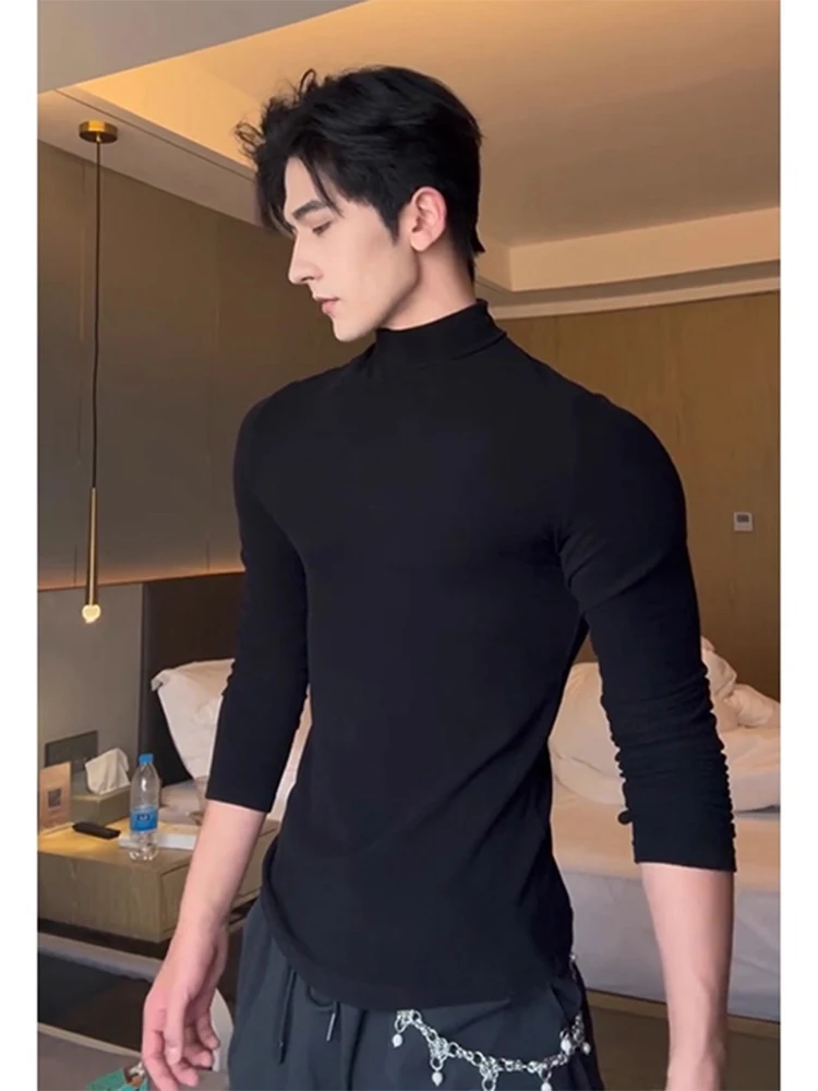 

Мужской вязаный свитер American Style с высоким воротником, на флисовой подкладке, теплый шерстяной, для осени и зимы, как базовый слой