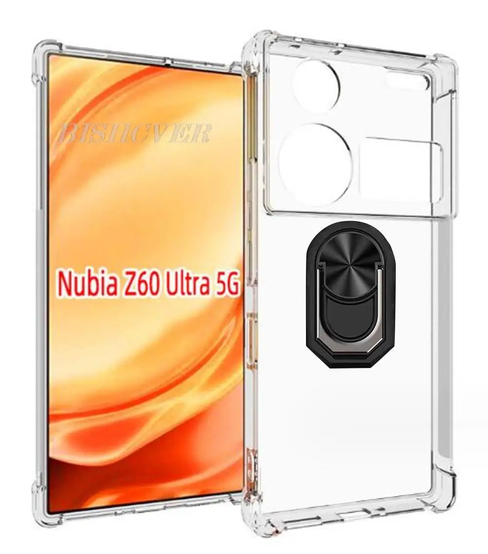 For ZTE Nubia Z60 Ultra 5G Z60Ultra 2023 Nubia Z60 Ultra Back Ring Holder Bracket Phone Case Smartphone TPU Soft Silicone Cover