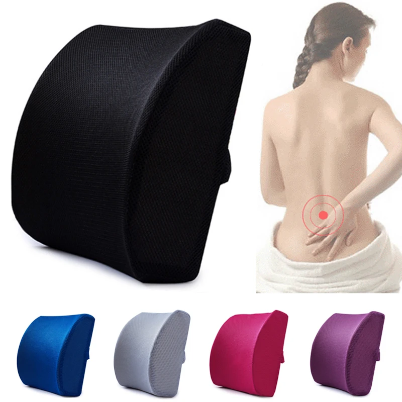 Color Soft Memory Foam Lumber Support Back Massager Pillow Back Massager Waist Cushion for Car Chair Home Office Relieve Pain