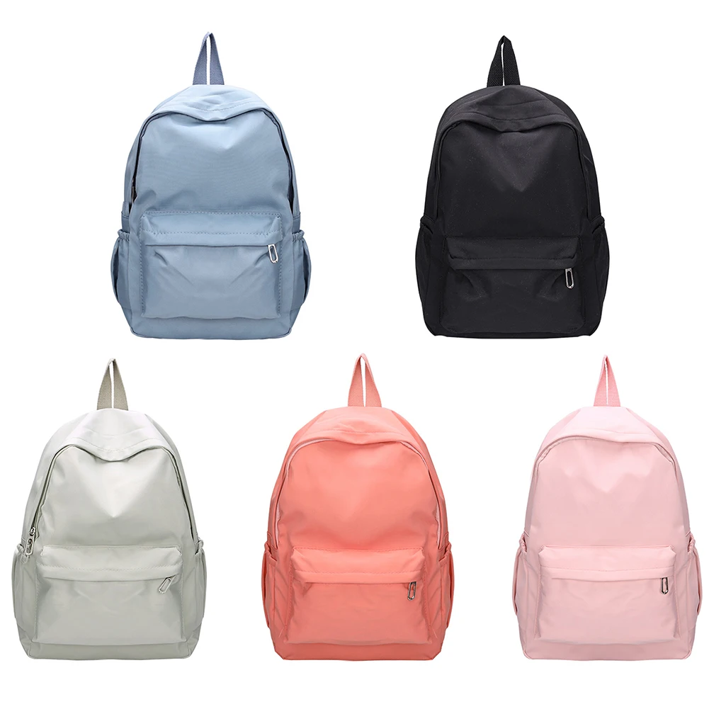 Women Nylon Zipper Backpack Preppy Style Students Solid Color School Knapsacks Girls Large Capacaity Rucksacks