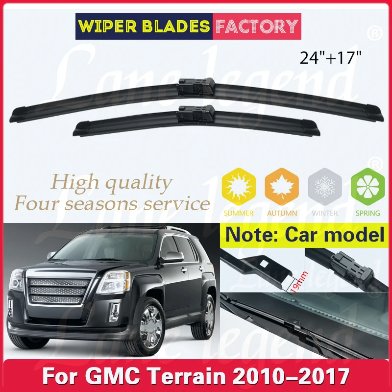 

For GMC Terrain 2010 - 2017 2016 2015 Car Wiper Blades Front Window Windscreen Windshield Rubber Refill Car Accessories 24"+17"