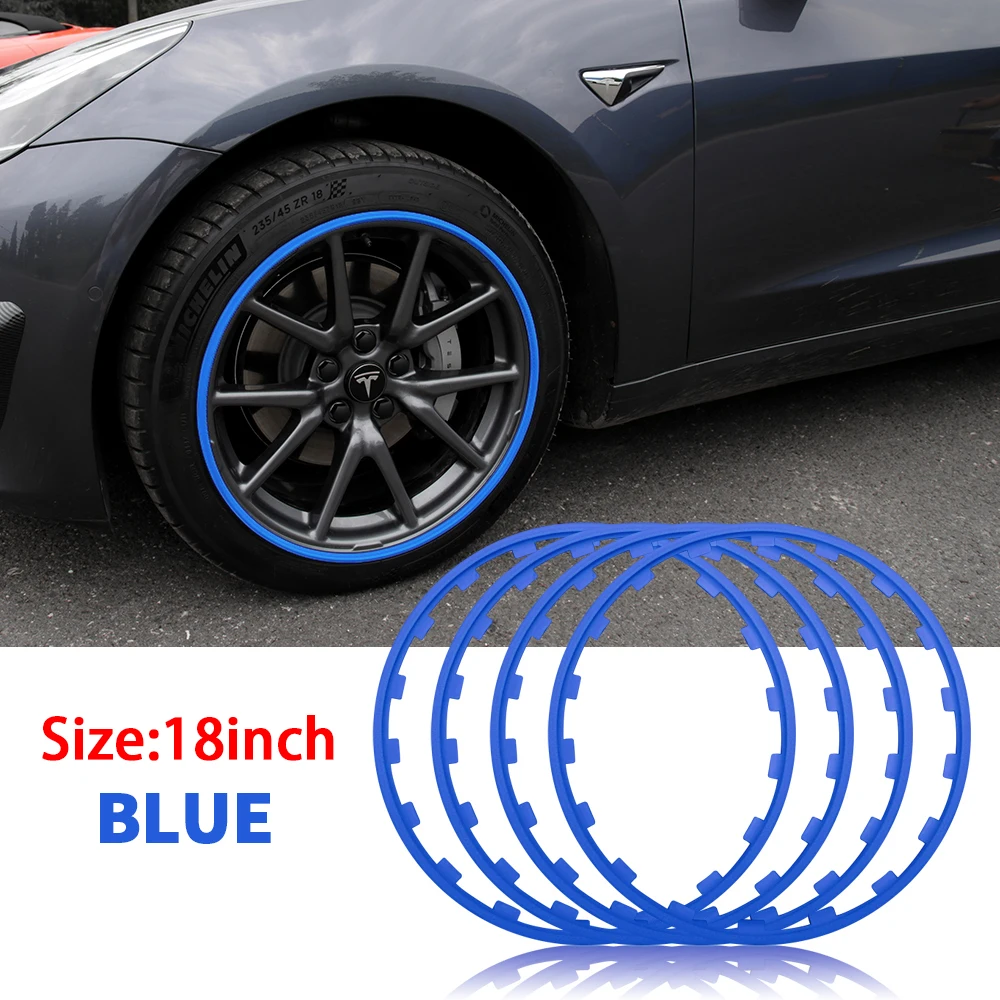 16/17/18/19/20 Inch 4 Stuks Auto Voertuig Velg Protector band Guard Ring Strip Auto Decoratie Voor Tesla Model 3 Y X S 2017-2023