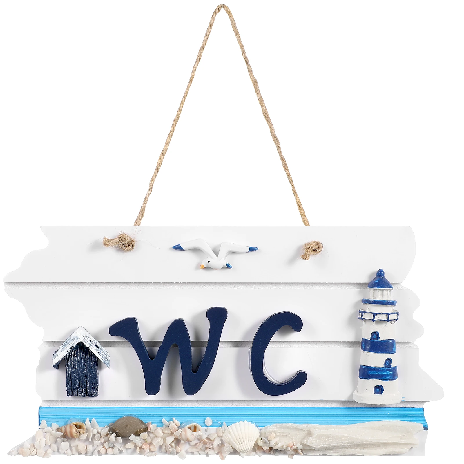 

Wooden Lighthouse Sign 22x11 5x3cm White Black WC Plaque Wall Hanging Board Bathroom Decor Piece