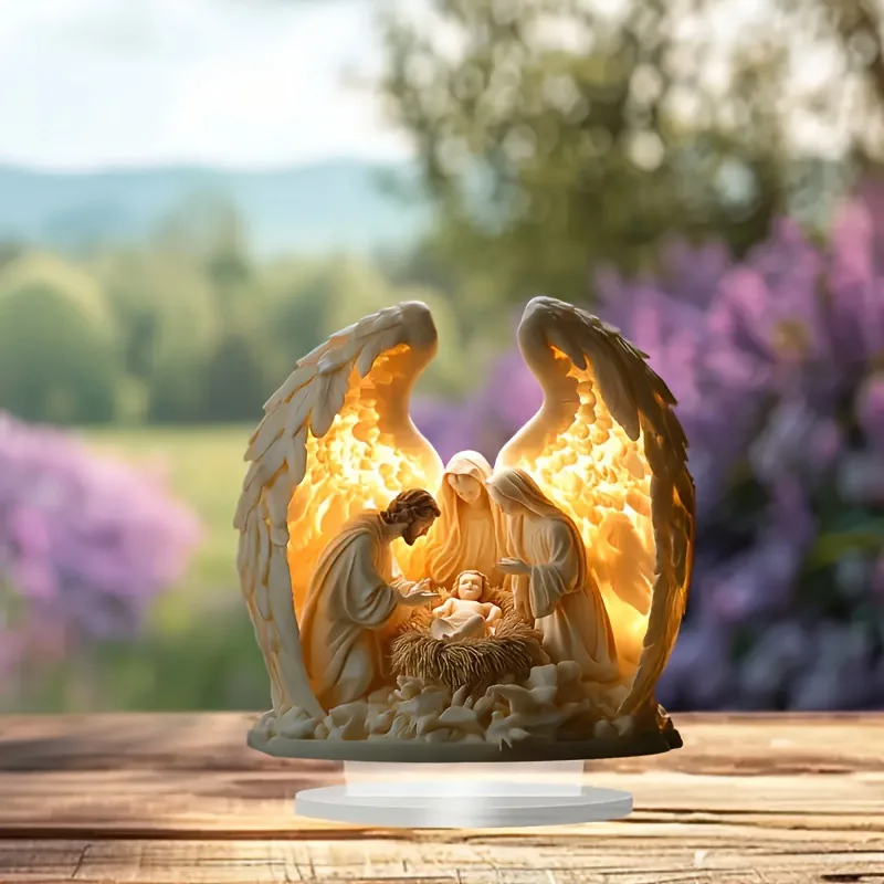 زخرفة مشهد المهد الحد الأدنى مشهد مسيحي زخرفة الاكريليك المهد الديكور رائعة الدينية الجدول الديكور #1