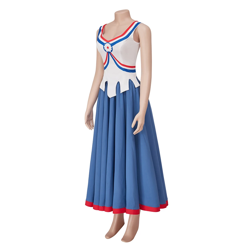 Musical Flames of Paris Jeanne Cosplay Costume French Revolution Jeanne Blue Dress Broadway Stage Performance Ballet Dance Dress