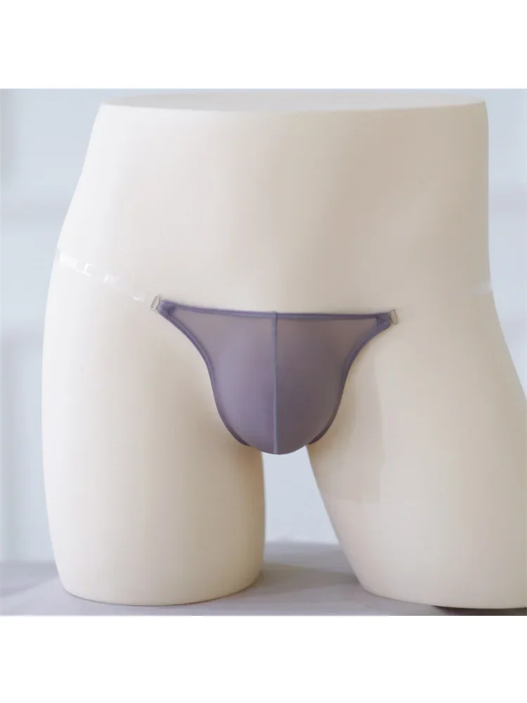 

Transparent Belt Sexy Men's G-String Summer Beach Ultrathin Quick-dry Panties Low Waisted U Convex Pouch Briefs Male Thongs