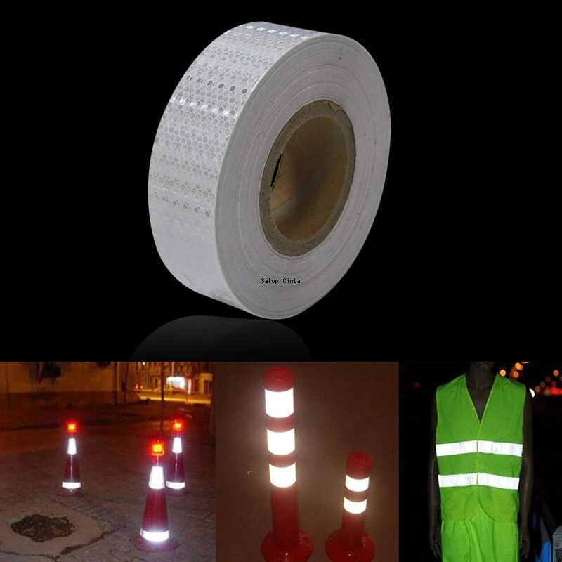 2inch White Reflective Adhesive Tapes Waterproof Auto Safety Warning Bicycle Stickers Reflectors Conspicious Strip 25M For Truck