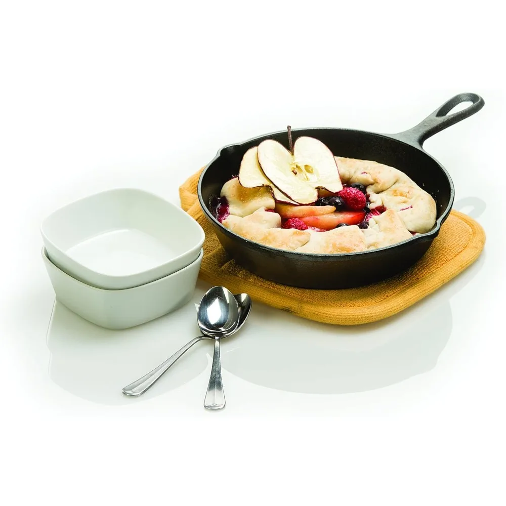 حزمة مقلاة من الحديد الزهر - 12، 10.25، و8 مجموعات من 3 مقالي، متبلة للطهي