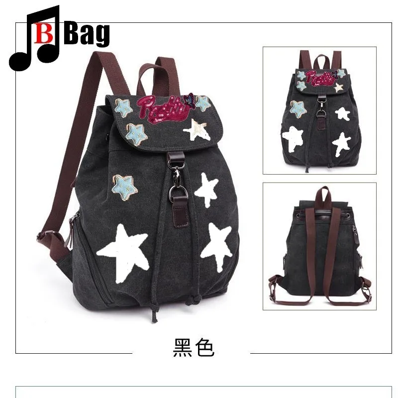 Y2K Girl Women's handbag Graffiti Star Star Gothic Harajuku Backpack computer bag draw rope student school Backpack bag tote