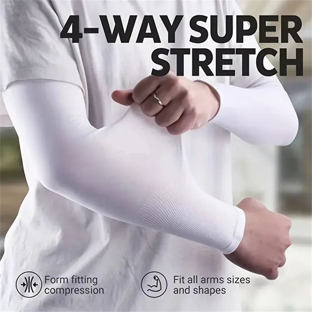 10Pair Summer Cycling Cooling Ice Silk Arm Cover Arm Sleeves Running Outdoor Sport Sunshade Protection Woman Men Fingerless Glov image 4