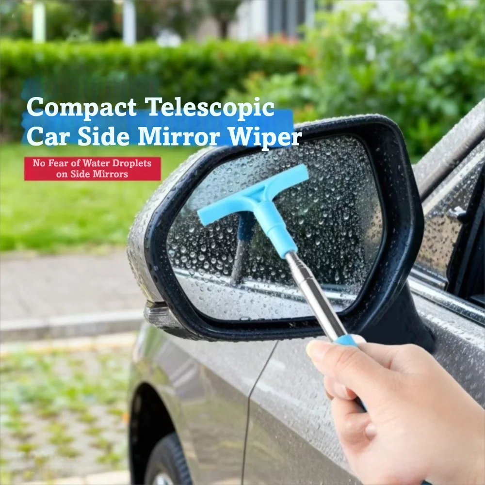 Telescopic Handle Rearview Mirror Wiper Multi-use Squeegee Lightweight Cleaning Tool Retractable Design Auto Accessories