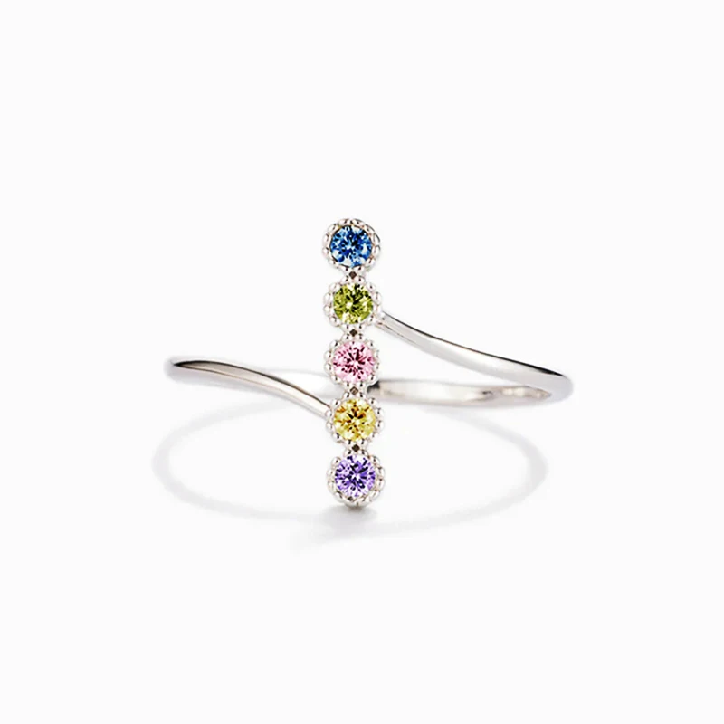 Huitan Einfacher, trendiger, bunter Zirkonia-Fingerring für Damen, modisch, vielseitig, täglicher Schmuck, stilvolles Verlobungszeremonie-Zubehör