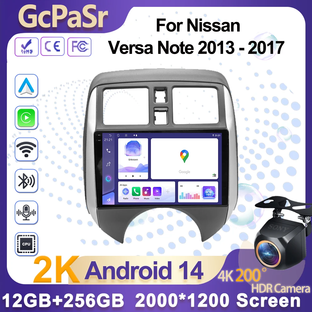 

Car Radio Android 15 Android Auto Carplay For Nissan Versa Note 2013 - 2017 Navigation Multimedia Player GPS WIFI NO 2DIN DVD