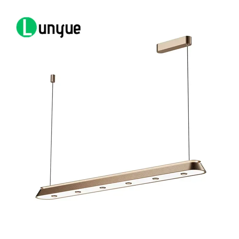 Modern Luxury Champagne Gold Aluminum Chandelier Original Design Pendant Light for Dining Room Study Kitchen Island Showroom