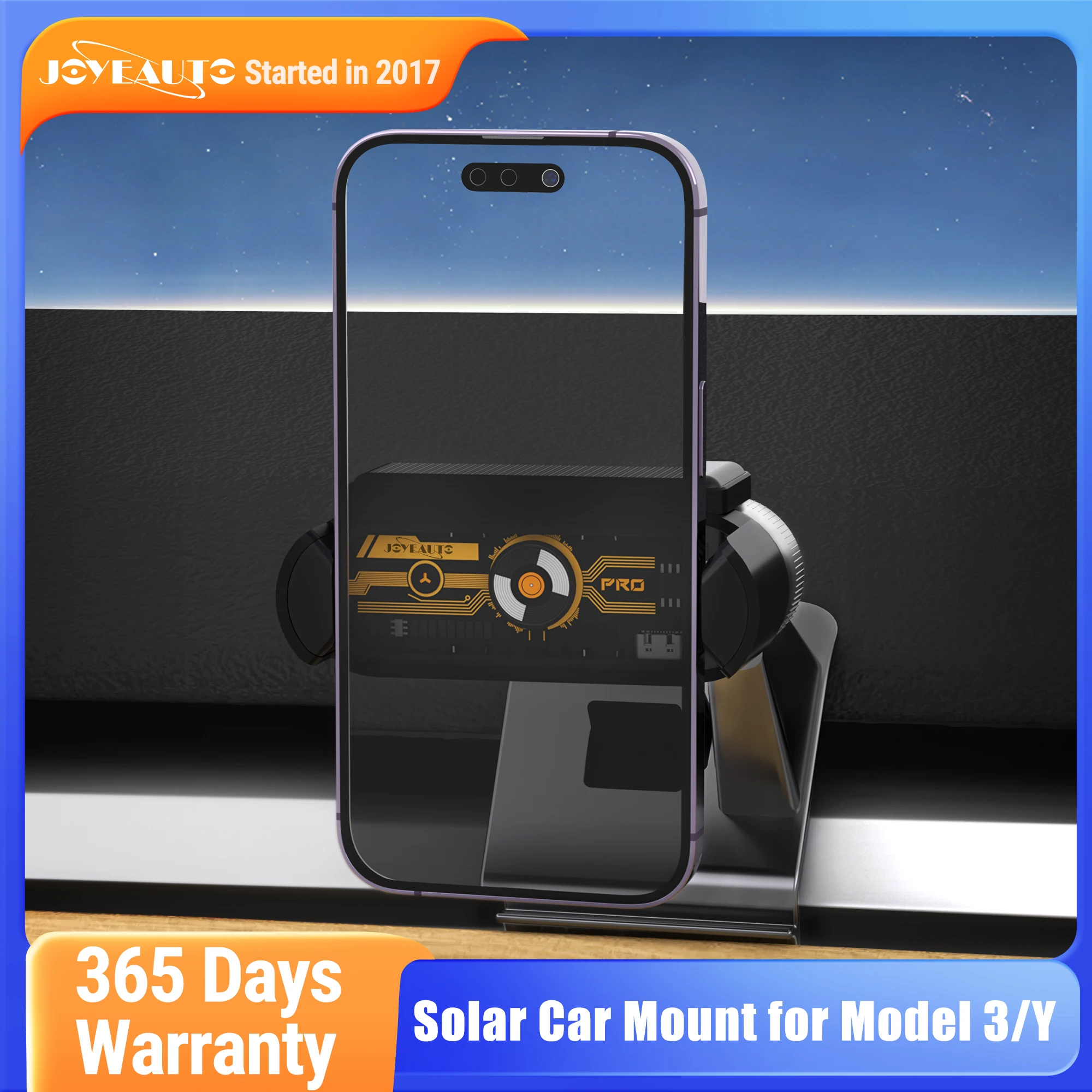 JoyeAuto Phone Holder Wireless Solar Mount Cell Phone Accessories for Tesla Model 3/Y Solar Battery Charging Electric Opening