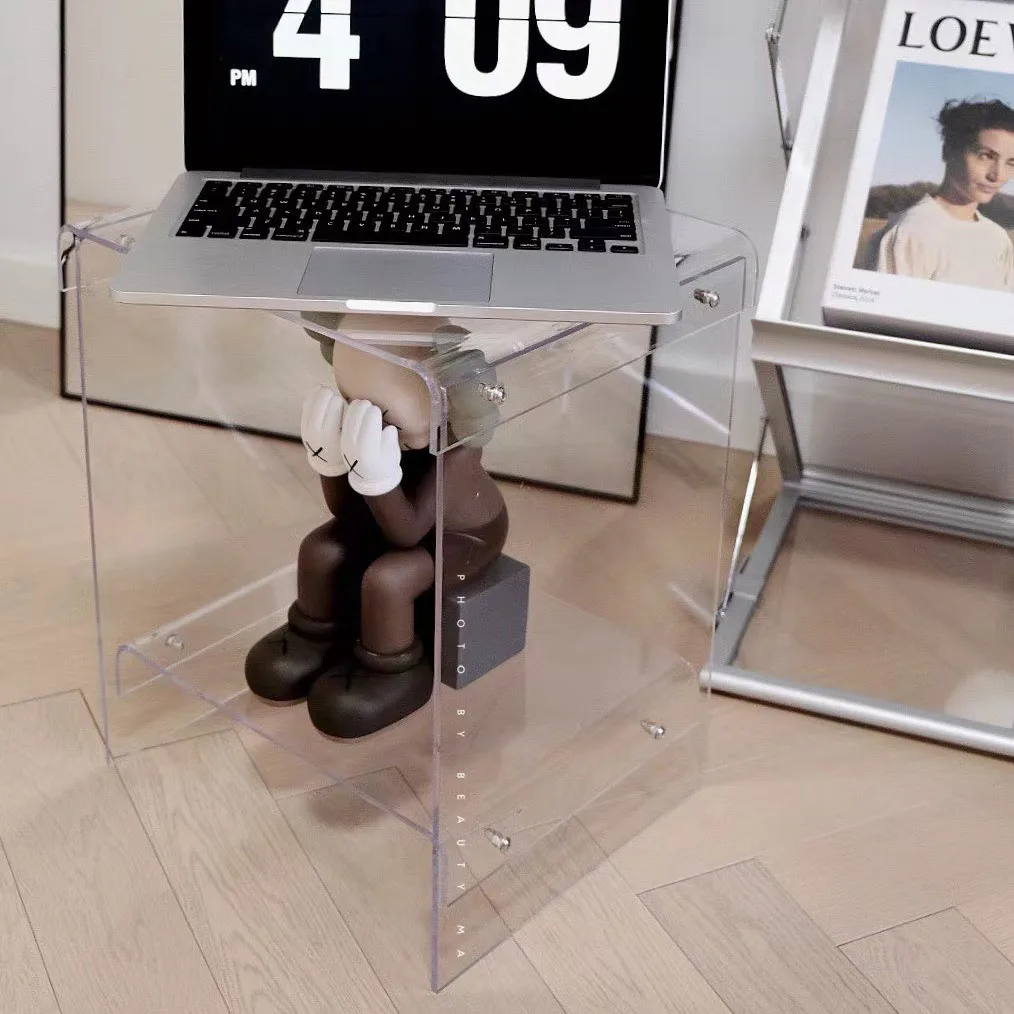 Acrylic transparent edge table creative design Nordic simple sofa coffee table bedside table Internet celebrity image 4