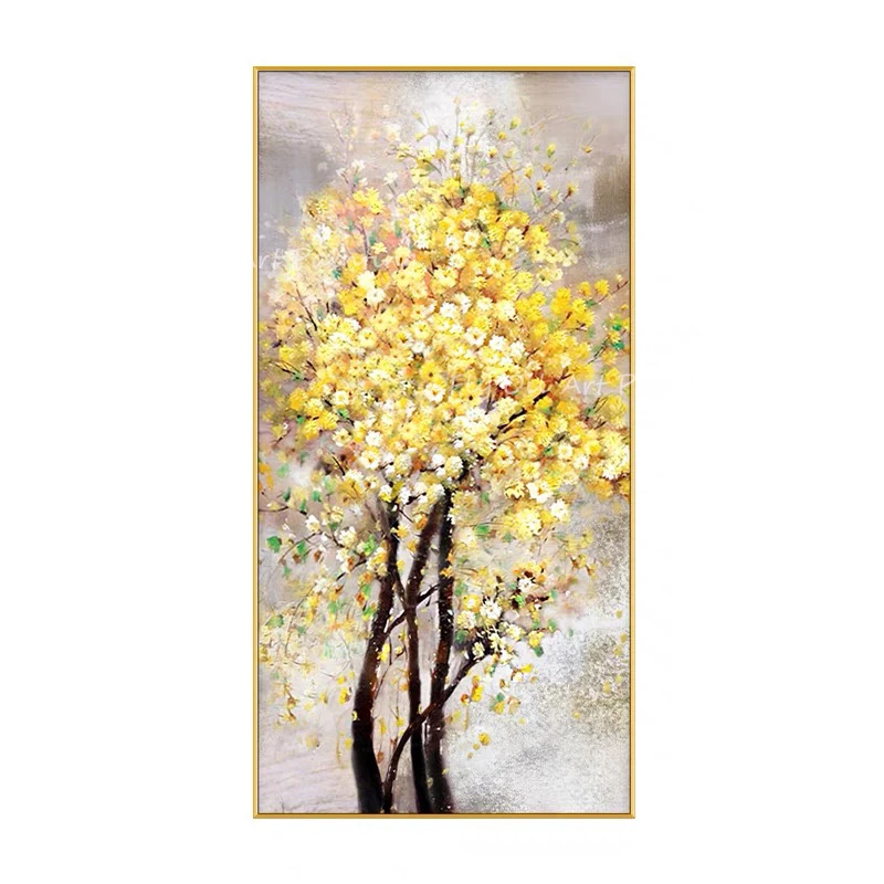 100% Hand Painted gold foil large size picture thick forest thick knife luxury poster Oil Painting Canvas for Home Decoration