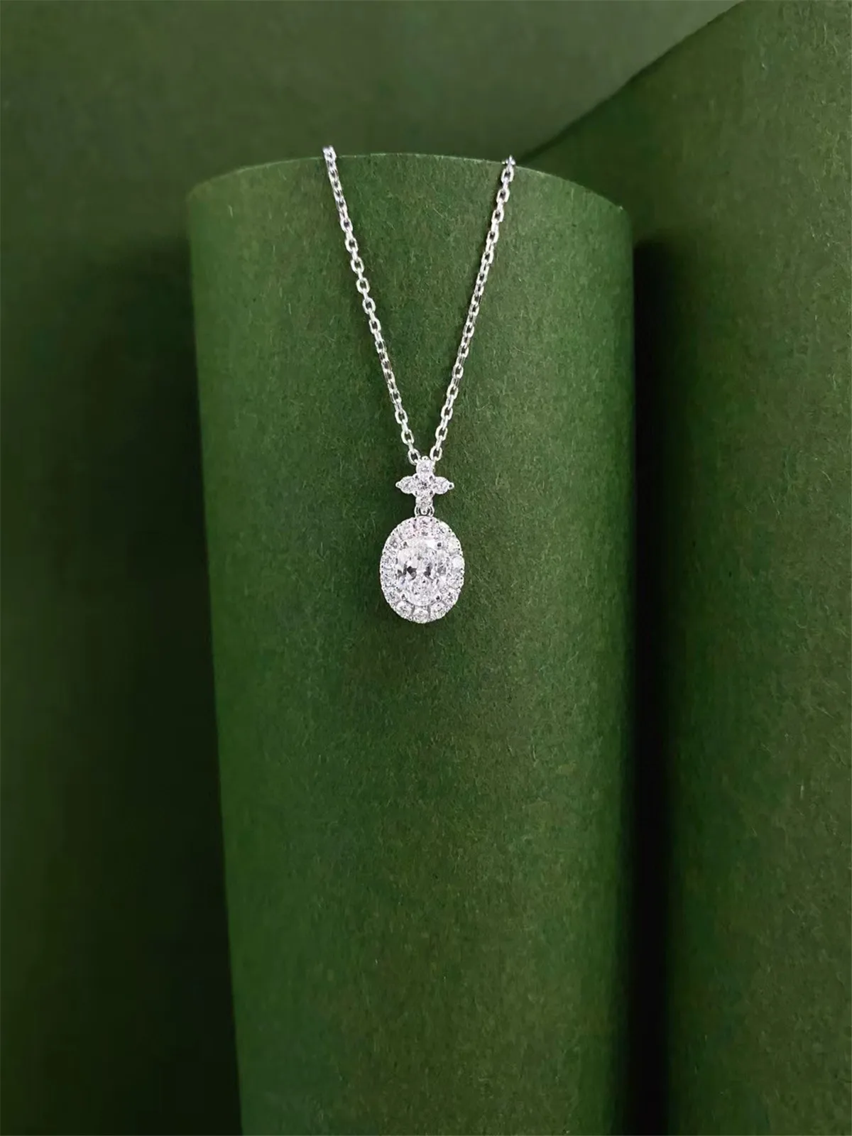14K الذهب الصلبة الذهب الحقيقي مختبر نمت الماس البيضاوي 0.5CT قلادة غرامة مجوهرات الماس قلادة مخصصة بالجملة