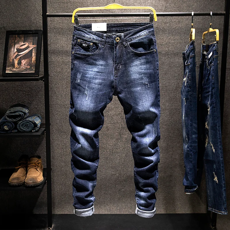 

Весна/Лето 2022, новые черные простые эластичные джинсы для мужчин, повседневные модные универсальные облегающие узкие мужские брюки в корейском стиле