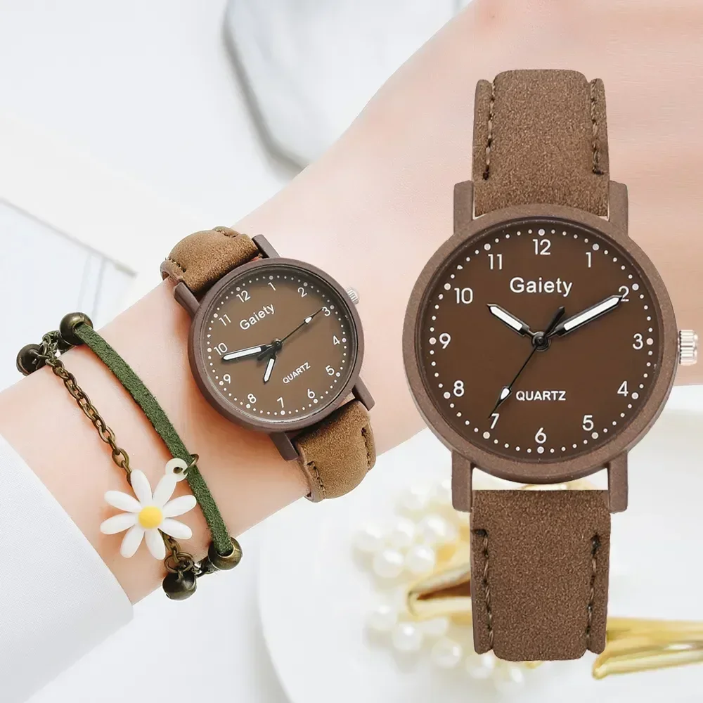 Ladies Dress Quartz Watch Brand Watch for Women Simple Arabic Numerals Bracelet Leather Retro Clock for Women Relojes Para Mujer