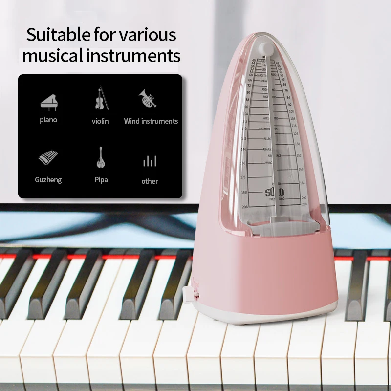 Metronom mechaniczny czarny uniwersalny metronom do gitary fortepianowej, skrzypiec i innych instrumentów Standardowy głośny dźwięk