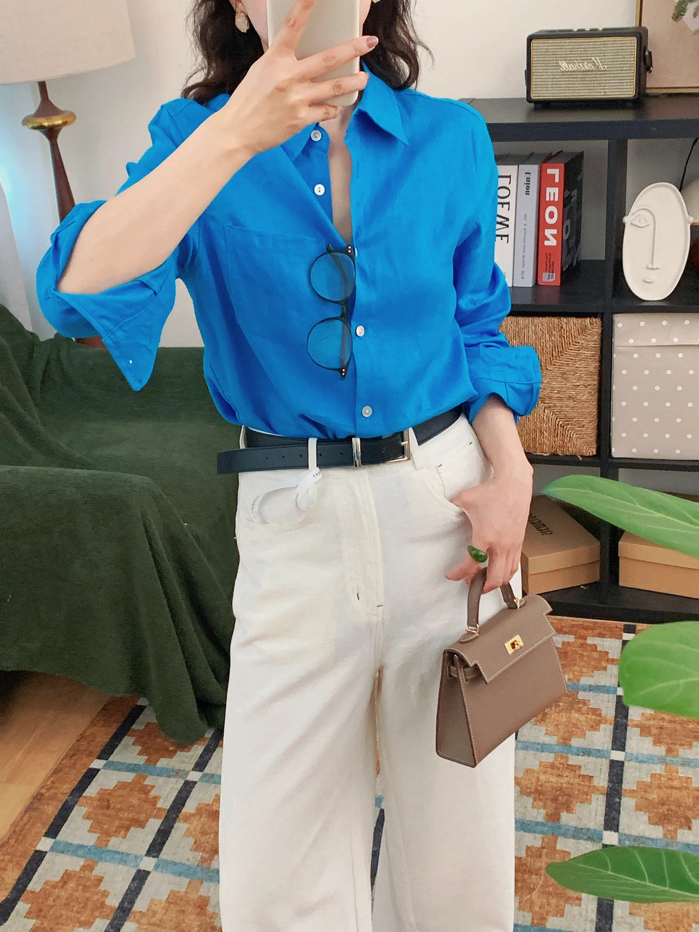 

Ecological Linen Long Sleeve Collar Casual Shirt Women's Versatile Sun Protection Shoulder Appropriate Shirt