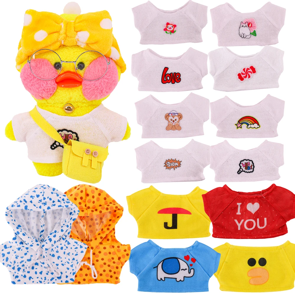 

30cm Kawaii Cafe Duck Doll Clothes T-shirts Hoodie Unique Design Lalafanfan Duck Doll Animal Toys Birthday DIY Gift For Children