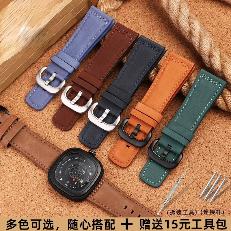 Genuine Leather Watchband for Seven Friday Watch Strap Retro Fashion P Series SF-P1B P3C Watch Band M1 2 3 Accessories 28mm