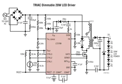 LT3799 LT3799EMSE LT3799IMSE LT3799 - وحدة تحكم LED معزولة غير متصلة مع PFC نشط