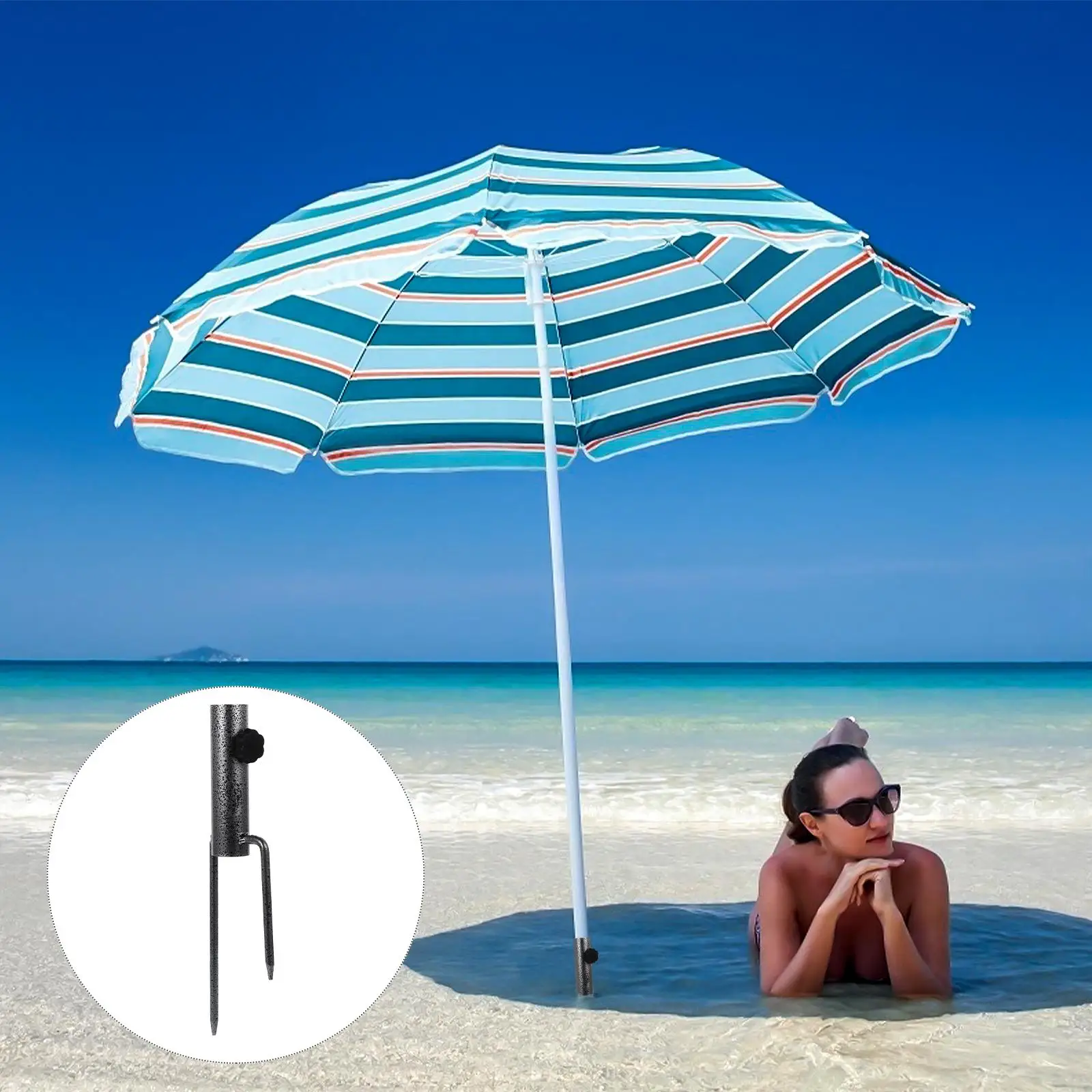 Ground Plug Sun Umbrella Anchor Stakes Shade Support Sand Base Holder
