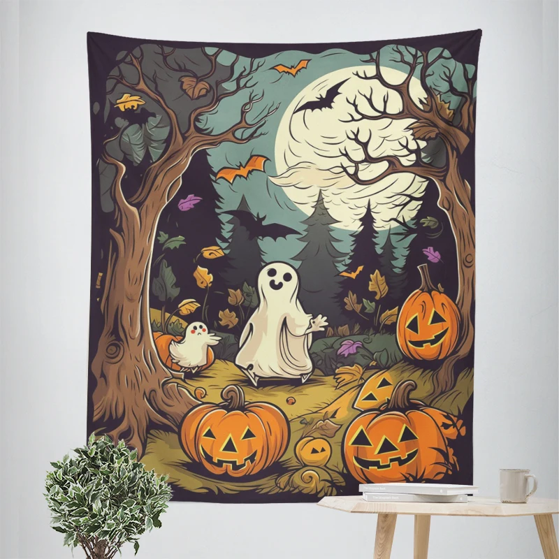 Tapeçaria de parede para decoração de quarto, quarto moderno, quarto estético, arte da parede, tecido grande, halloween, engraçado, outono