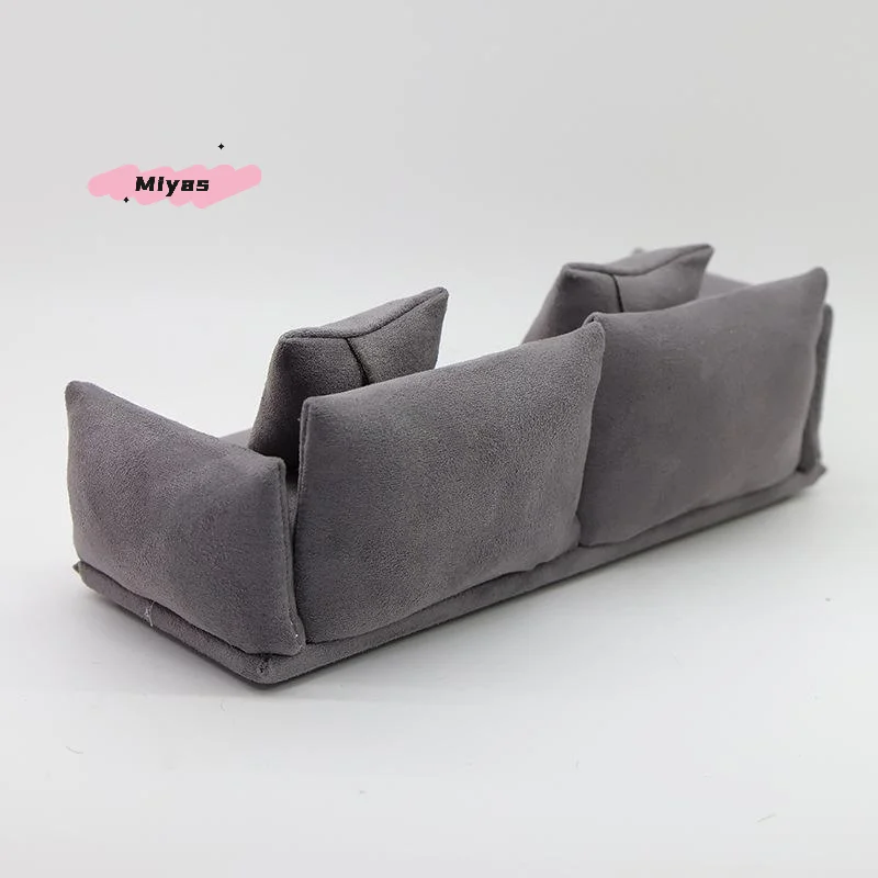 Italian Suede Sofa Set for Dollhouse Miniature Living Room Chairs Decor Furniture Simulation Kids Pretend Play Toy