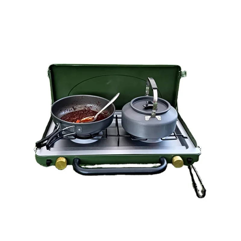 

Three burners stove Portable Stainless Steel Folding Outdoor Camping Picnic Gas Double Camping Stove