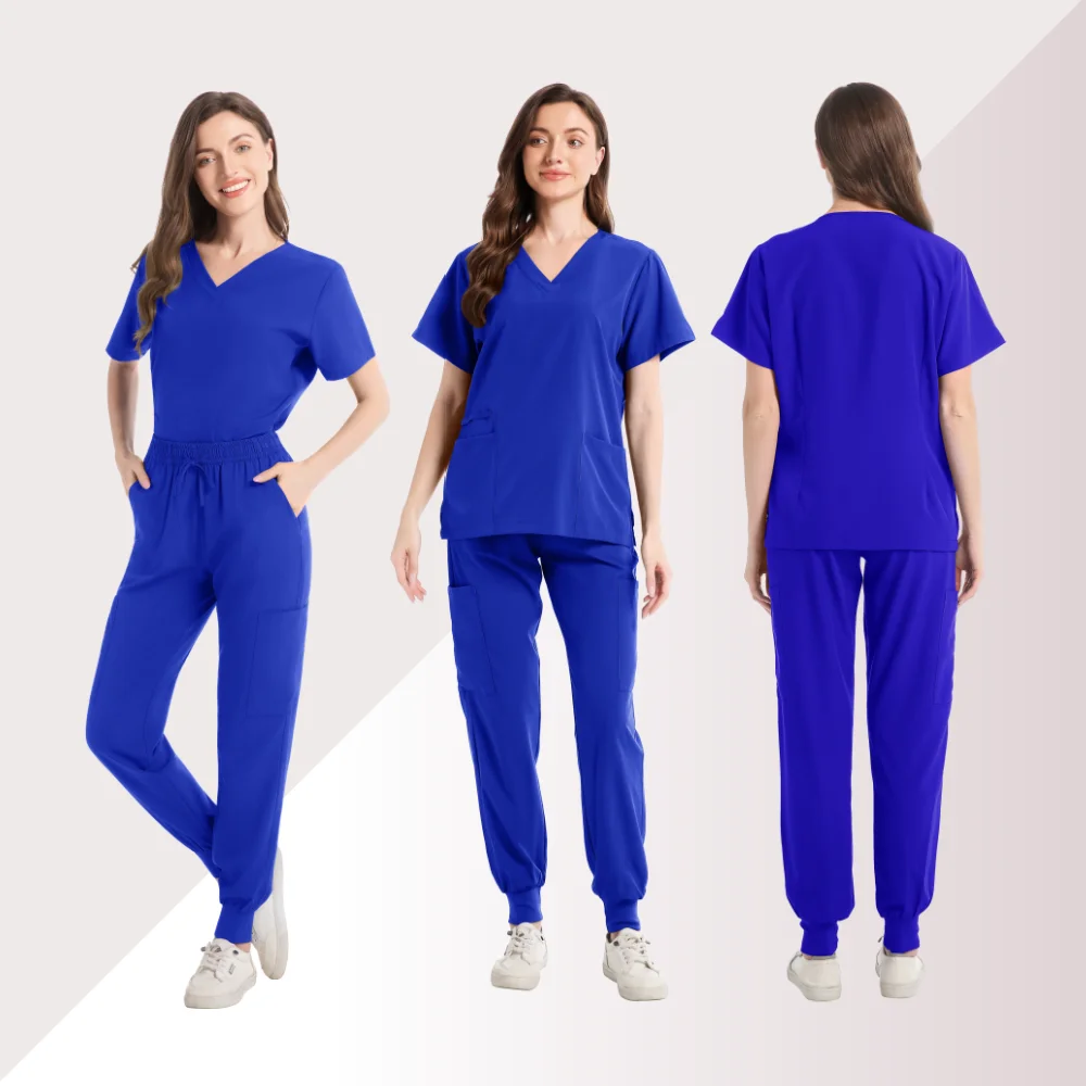 Uniformi da infermiera per donna Top a maniche corte con scollo a V Pantaloni Set di scrub medico chirurgico ospedaliero Uniformi da lavoro per cliniche estive casual
