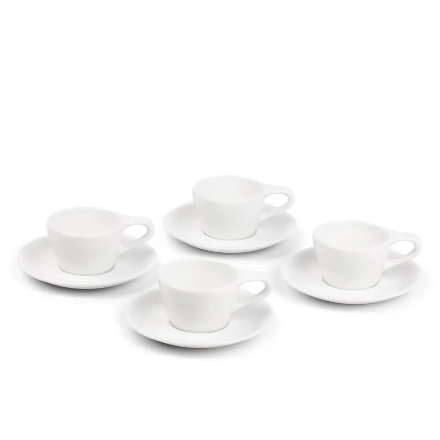 

Фарфоровые керамические чашки для капучино на 5 унций с блюдцами, чашки для капучино, набор из 4 чашек, глянцевый белый, 4 упаковки