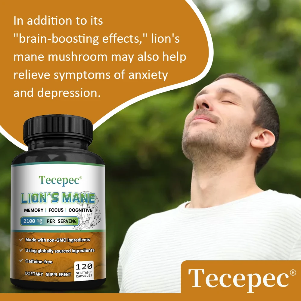 Mushroom Blend Capsules Lion's Mane Chaga Maitake Shiitake Reishi, Support Brain Focus Memory Mood Sleep Immune Wellness