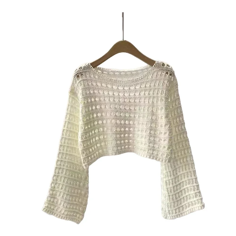 

Brand New Tops Pullover Women Beach Bikini Cover Up Crochet Knitted Fashion Long Sleeve Stylish Summer Sweater